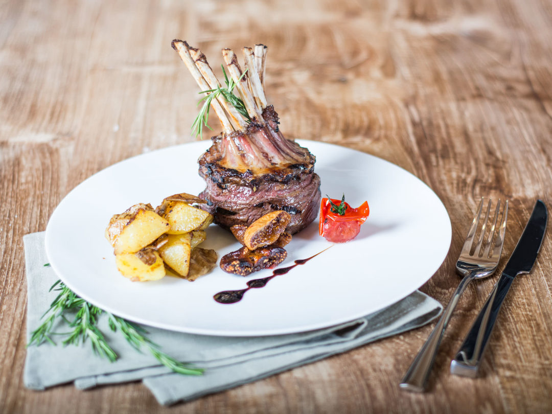 Rack of lamb stuffed with dried figs