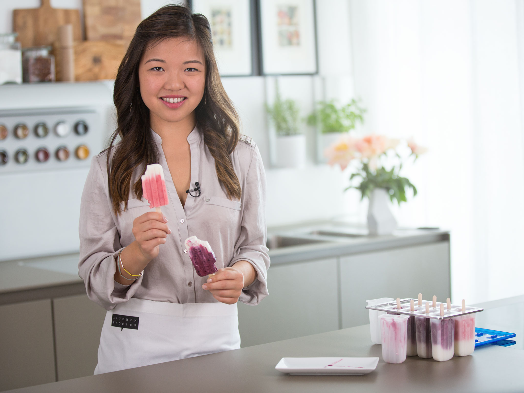 Strawberry and blackberry popsicles