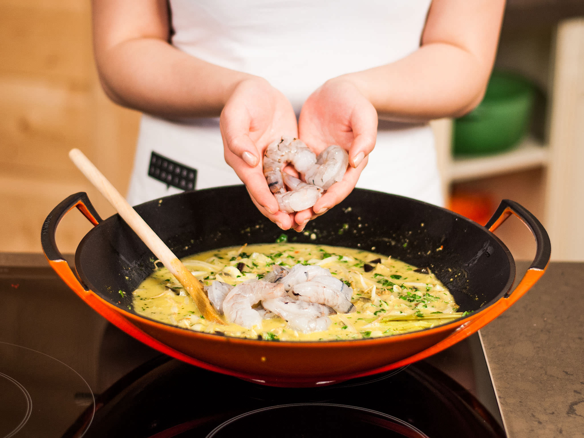 Thai green curry with shrimp