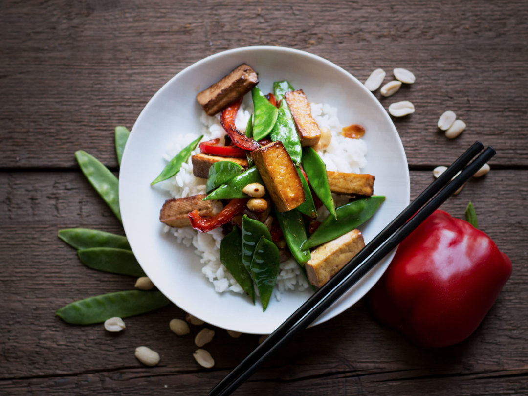 Tofu stir fry with rice