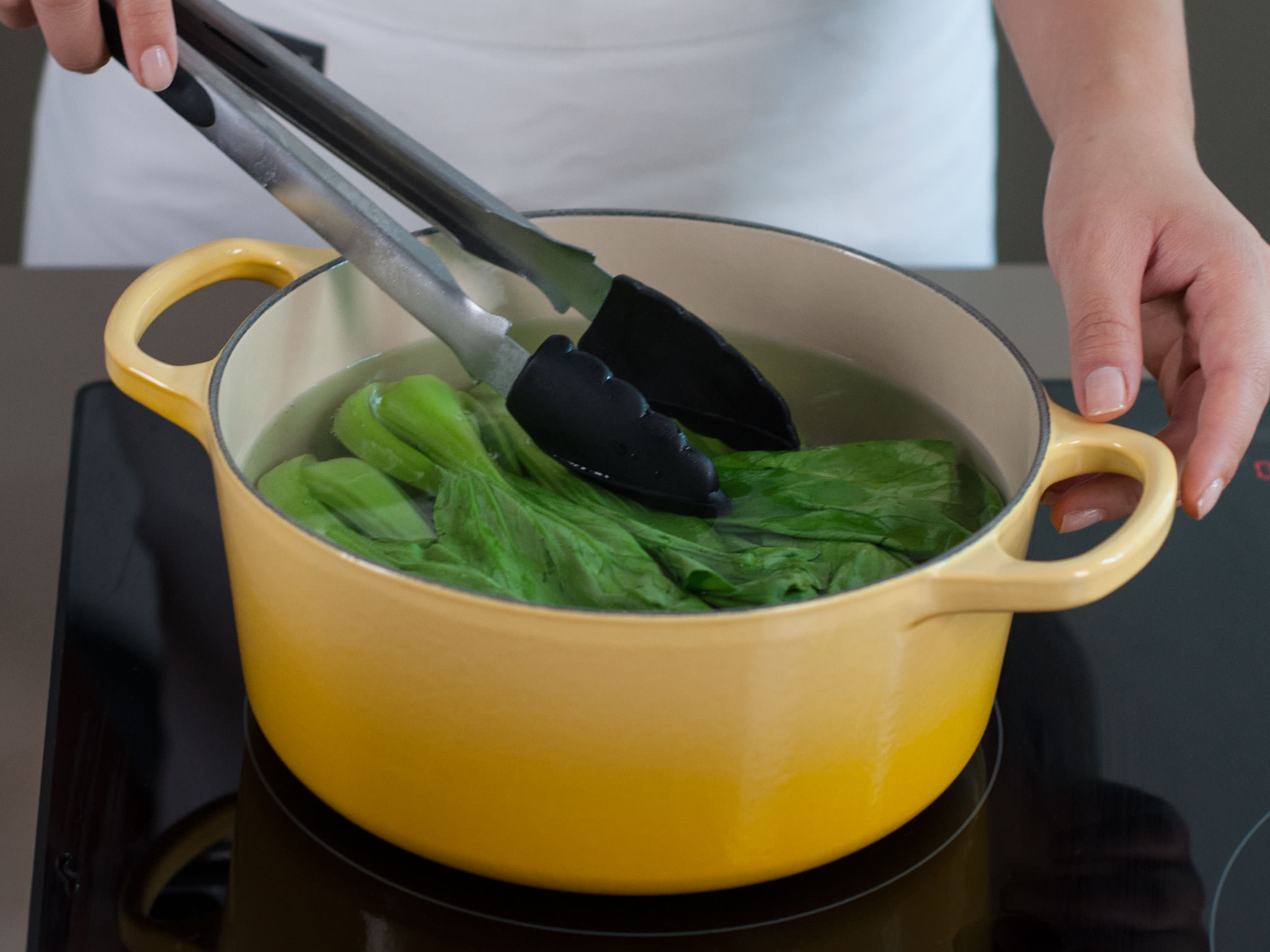 Blanched bok choy with shiitake mushrooms