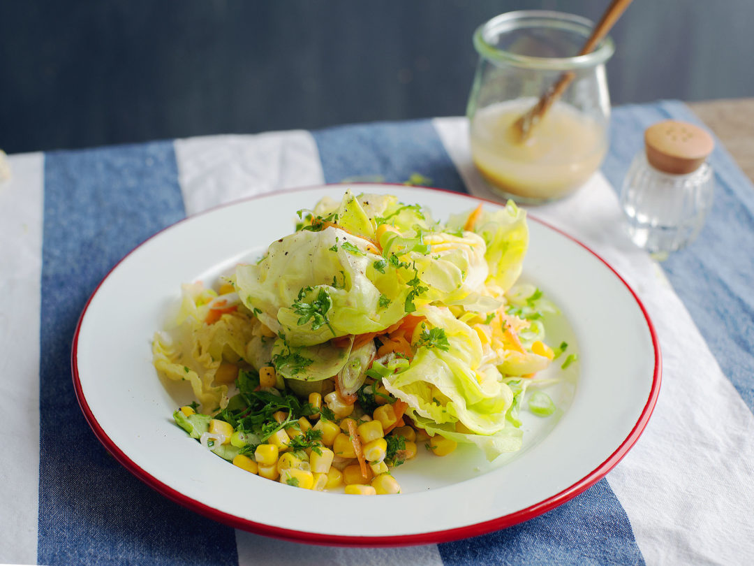 Mixed salad with white balsamic honey mustard dressing