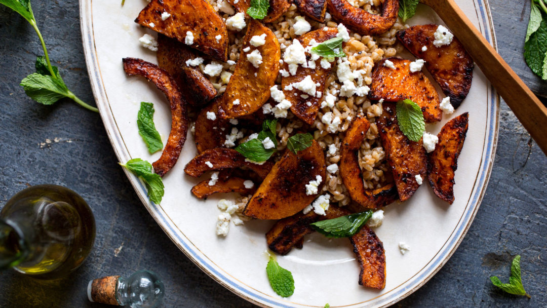 Farro With Roasted Squash, Feta and Mint