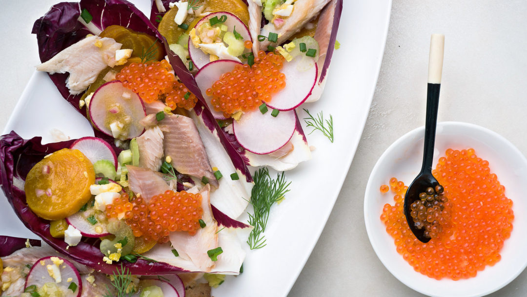 Smoked Trout and Beet Salad With Pink Caviar