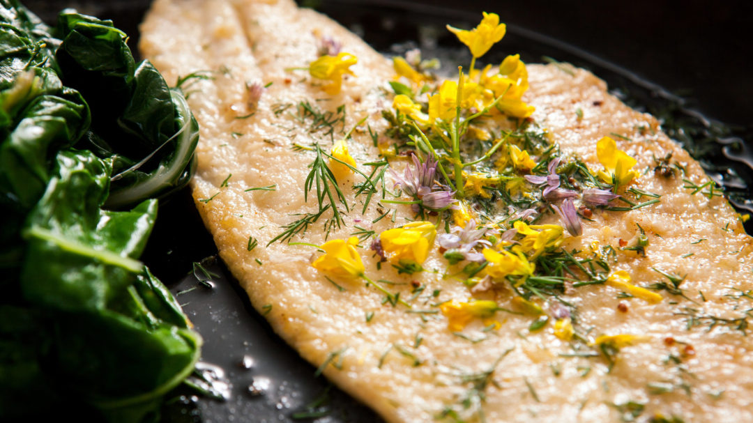 Flounder With Herb Blossom Butter