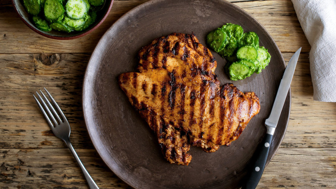 Grilled Chicken Breasts With Spicy Cucumbers