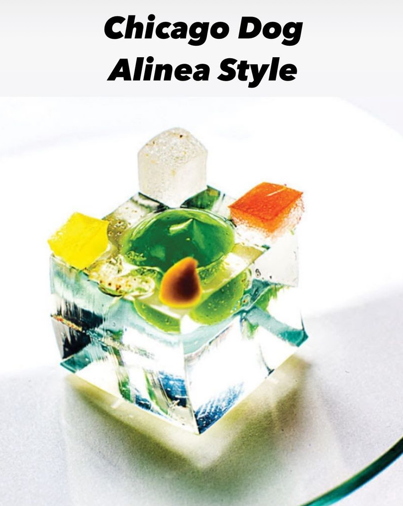 Picture of Alinea's Chicago Style Dog shared by Grant Achatz 