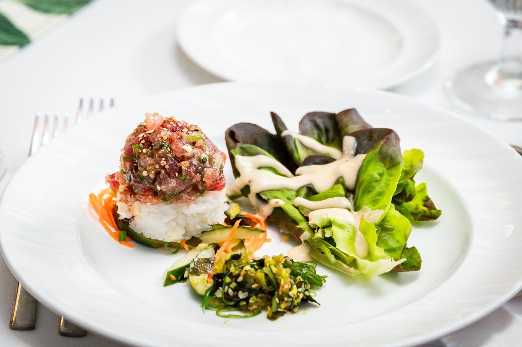 The first course at the Poke Masters Table by Chef Sam Choy (Photo Credit: Hanakapiai Grosse)