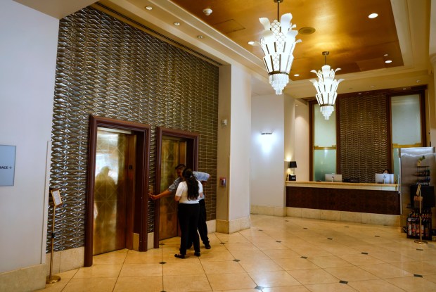 The lobby of the Hotel De Anza in downtown San Jose, Calif., on Monday, Aug. 3, 2026. (Nhat V. Meyer/Bay Area News Group)