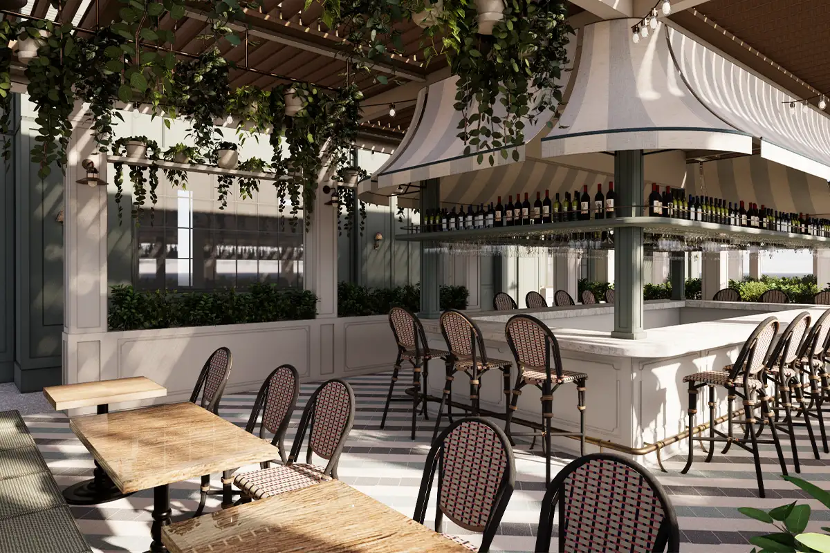 rendering of Ebbitt House patio bar