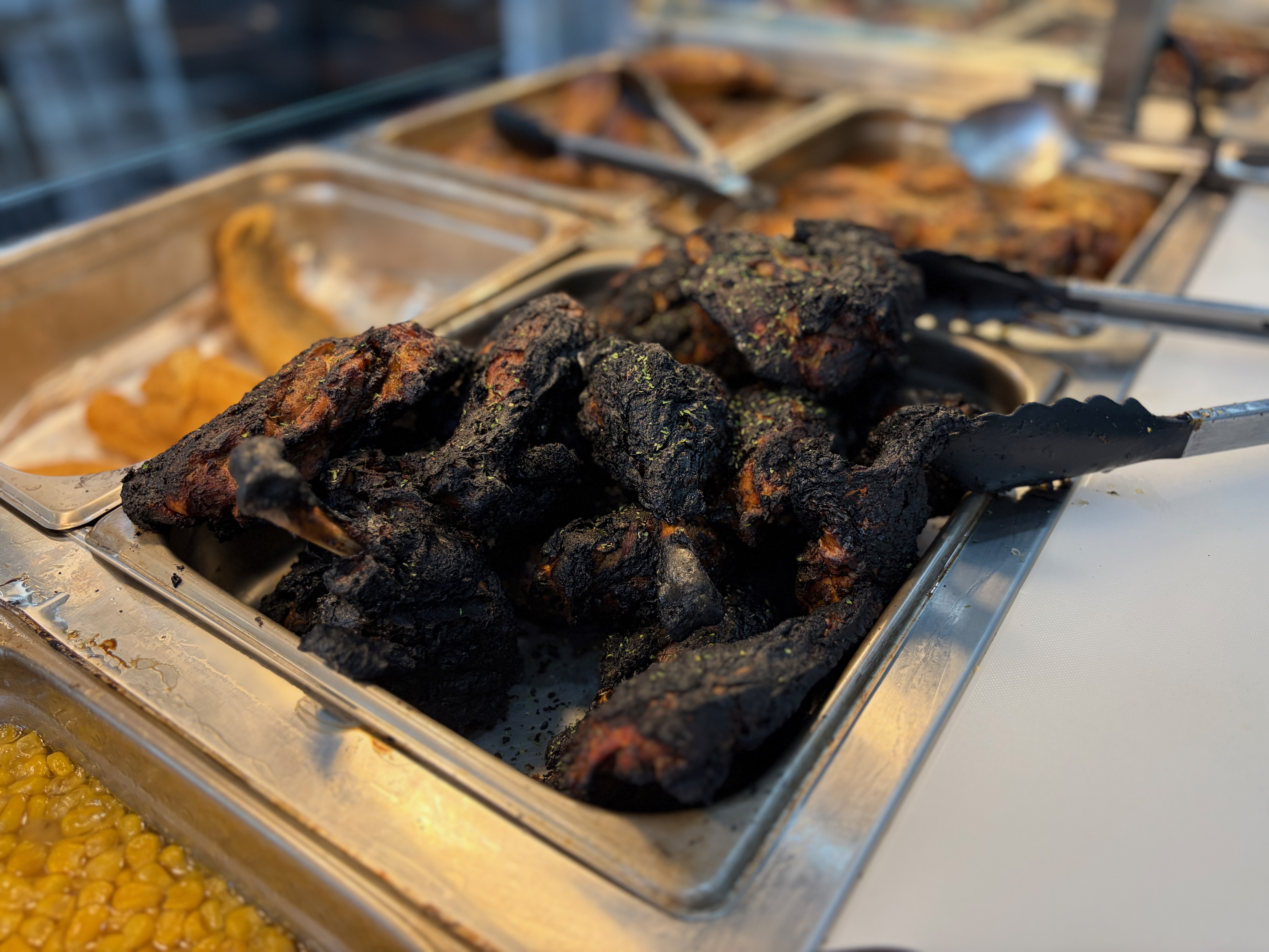 Turky wings are offered zesty, jerk and garlic flavored.