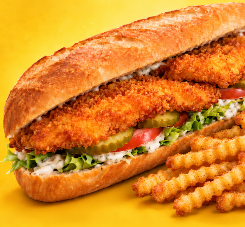 Classic schnitzel baguette at Mama Schnitzel in Montreal