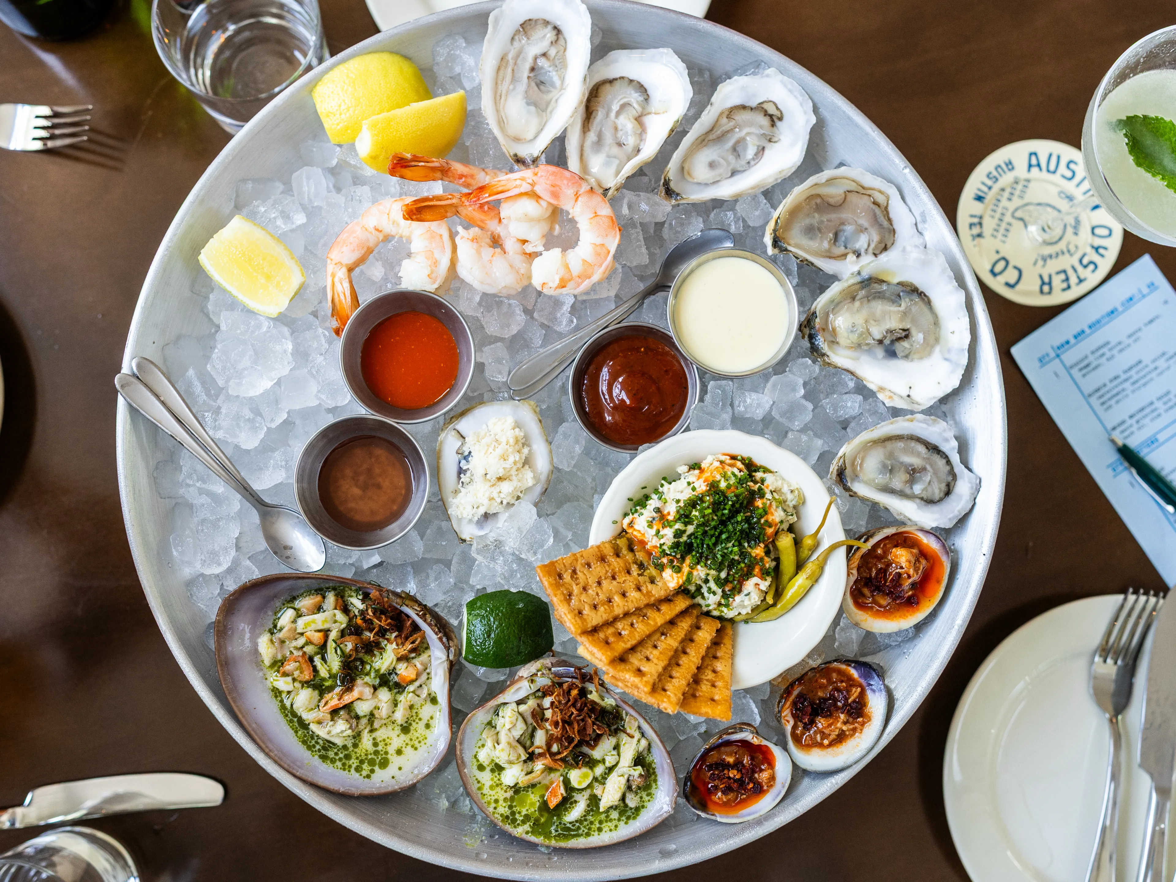 A raw-bar platter at Austin Oyster Co.