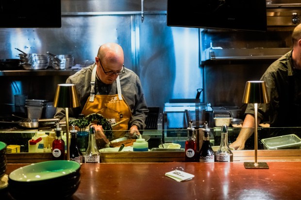 Frank Bonanno in the kitchen at Rōmyō, which opened in the fall of 2026 in Denver's Larimer Square. (Joey Pusateri / Provided by Rōmyō)