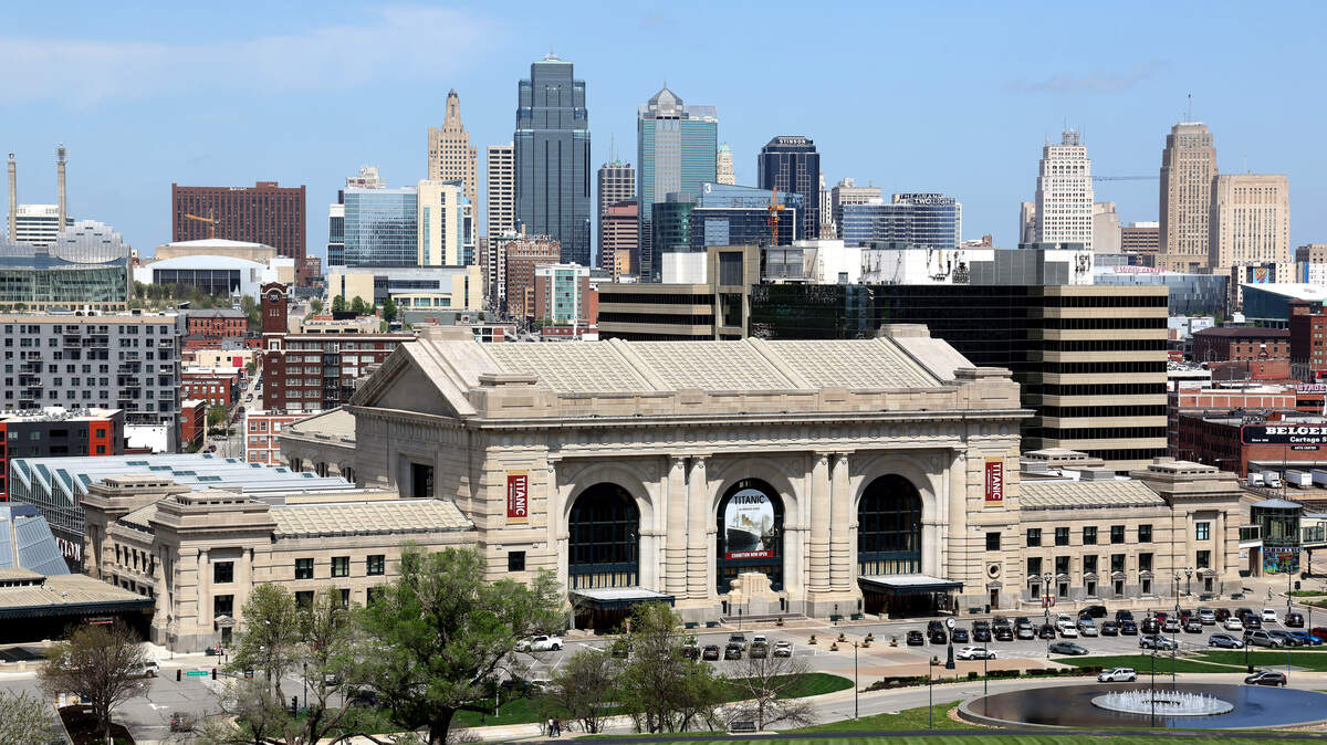 KANSAS CITY, KANSAS - APRIL 13: A general view of Union Station and the downtown skyline as Kansas City Prepares to Host the 2026 FIFA World Cup on April 13, 2026 in Kansas City, Kansas. KANSAS CITY, KANSAS - APRIL 13: A general view of Union Station and the downtown skyline as Kansas City Prepares to Host the 2026 FIFA World Cup on April 13, 2026 in Kansas City, Kansas.