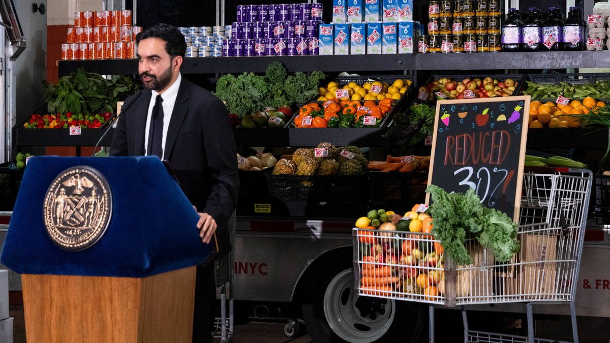 Mayor of New York Zohran Mamdani during an announcement on municipal grocery stores at a Campaign for Hunger community food distribution center in the Brooklyn borough of New York on Monday, July 27, 2026.