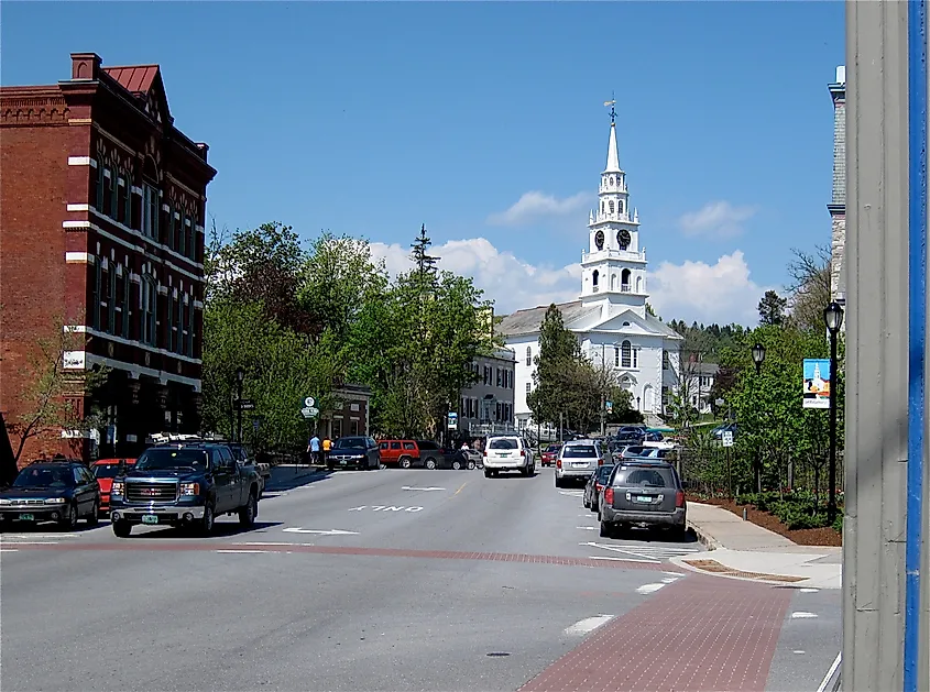 Main Street in Middlebury, Vermont. 
