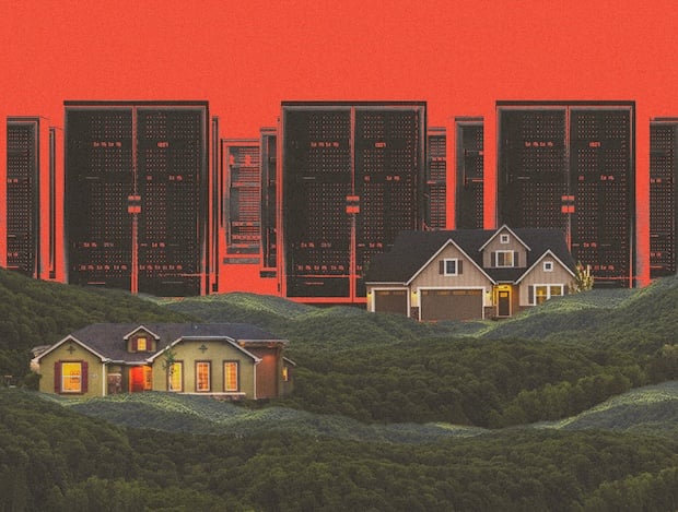 VIDEO — How to Stop Data Centers in Your Backyard and Beyond Data center servers loom over a pair of houses.