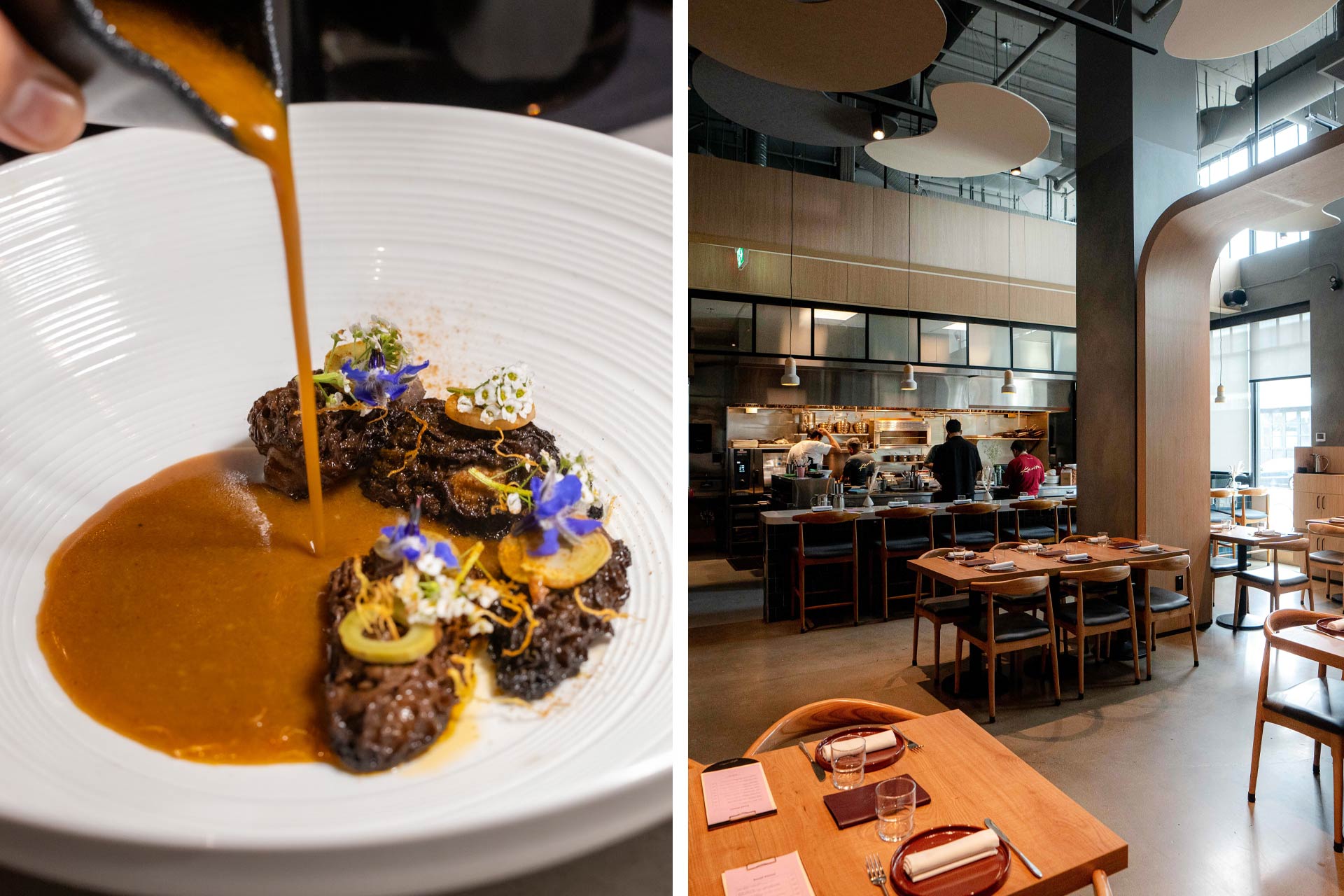 British Columbia morels and the dining room at Kavita. © Sherman Chong | © Mark/Kavita