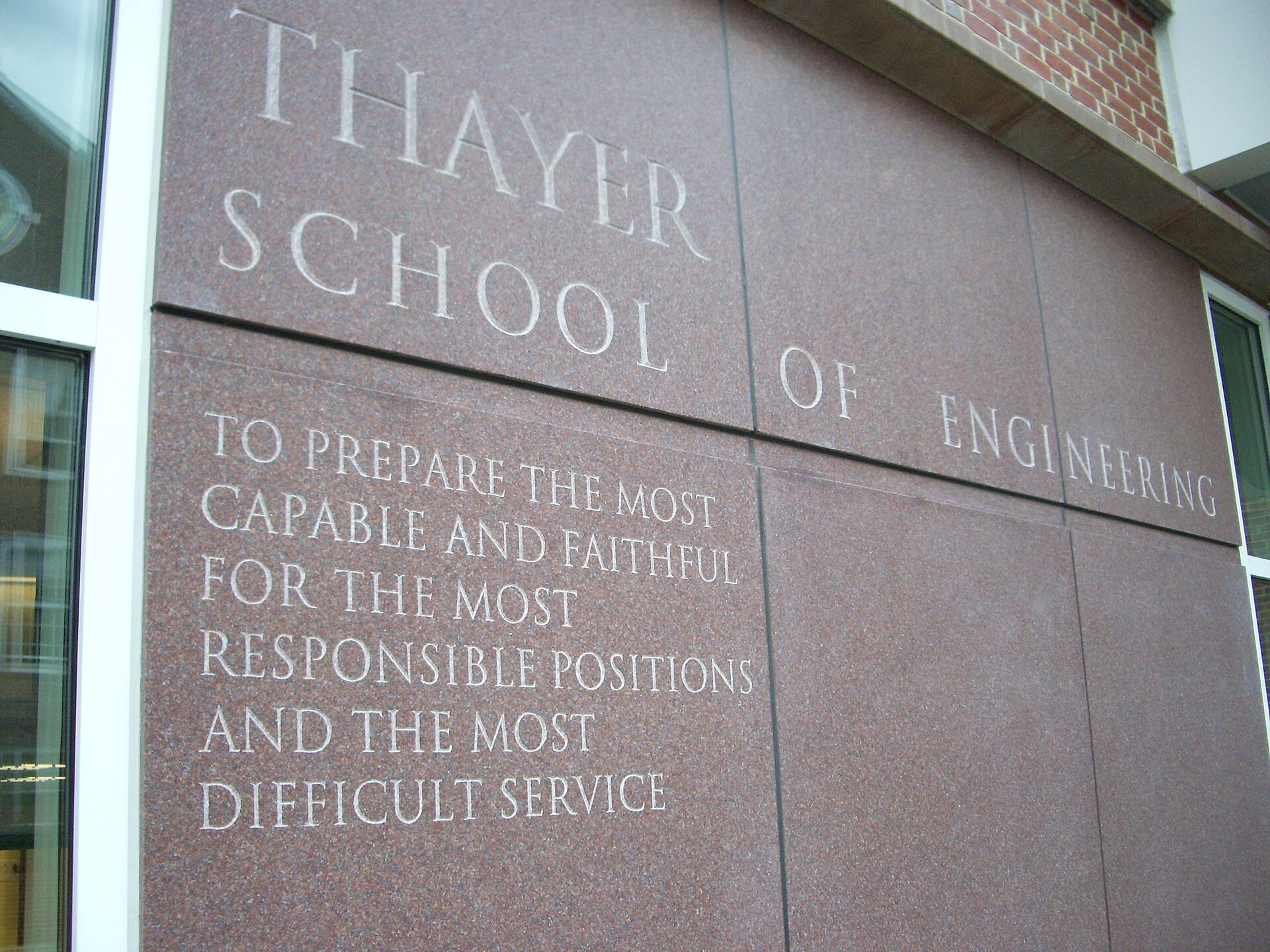 Thayer School of Engineering building entrance at Dartmouth College in Hanover, New Hampshire
