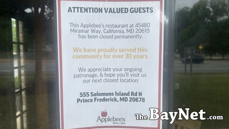 Applebee's In California Closes After More Than 30 Years Serving Southern Maryland