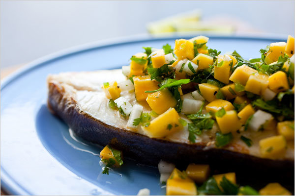 Grilled Pacific Halibut With Mango Salsa