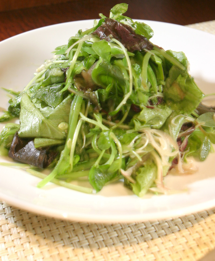 Lettuces, Sprouts and Snow Peas With Radish Water