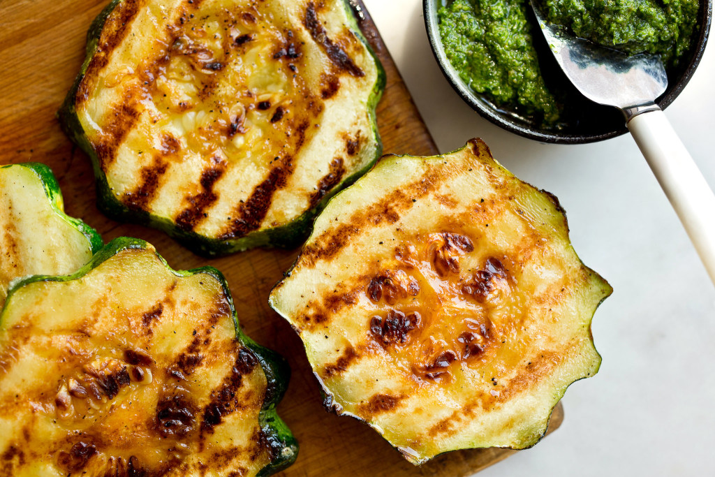 Grilled or Roasted Pattypan “Steaks” With Italian Salsa Verde
