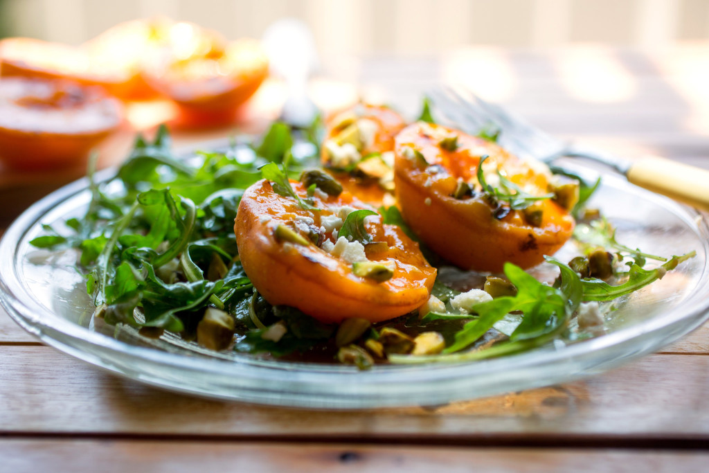 Arugula Salad With Grilled Apricots and Pistachios