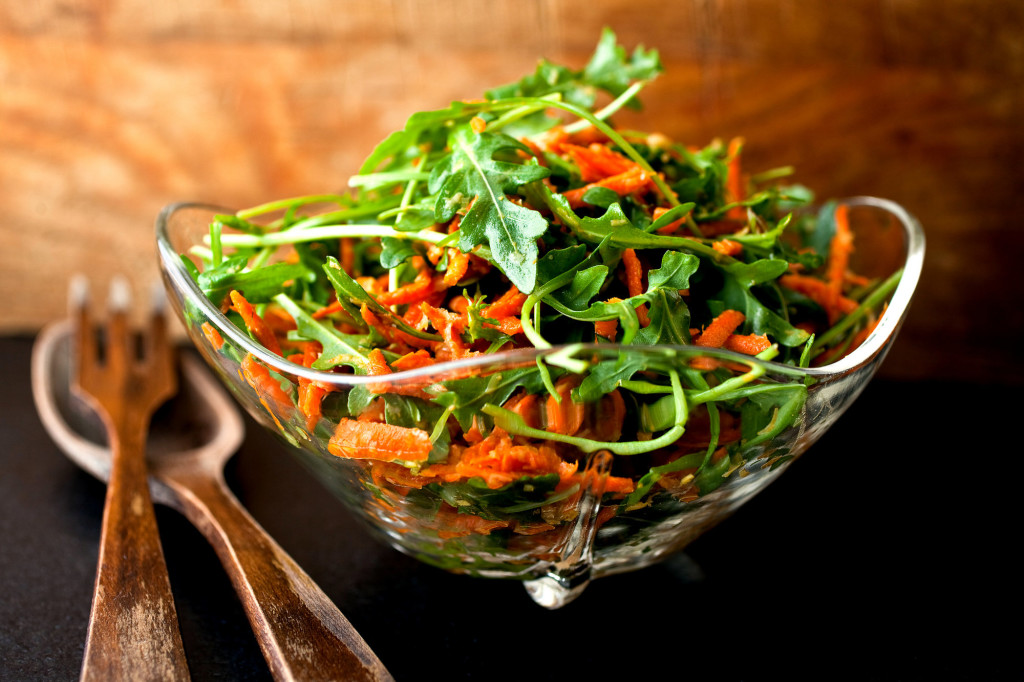 Arugula and Carrot Salad With Walnuts and Cheese