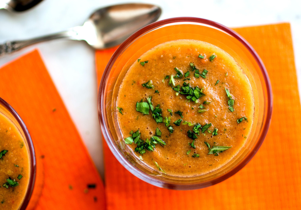 Blender Gazpacho With Celery, Carrot, Cucumber and Red Pepper