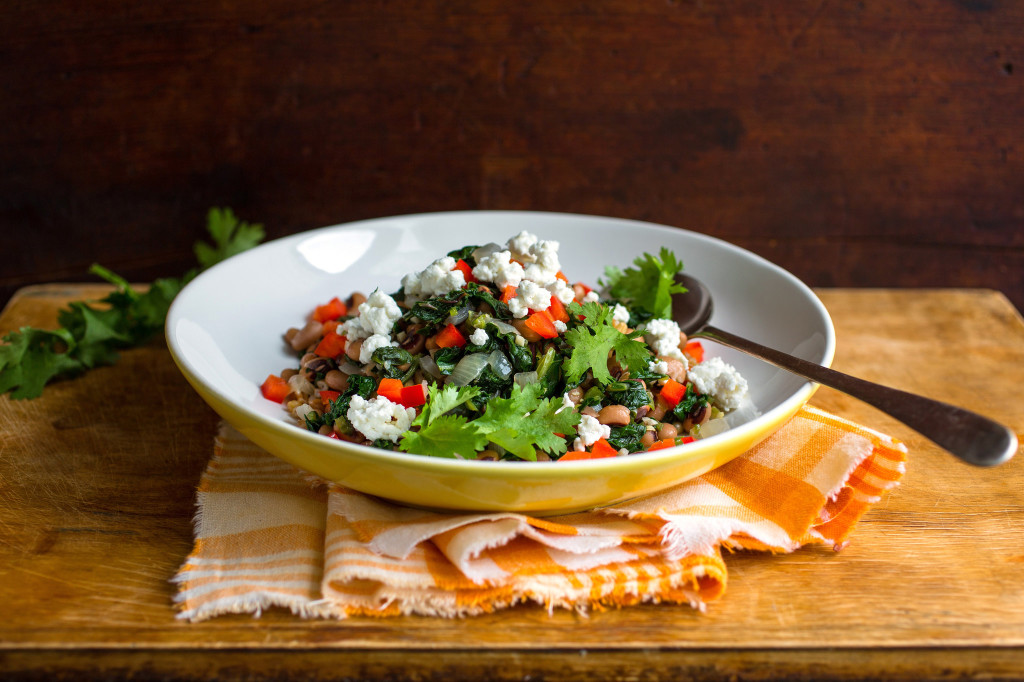 Farro or Bulgur With Black-Eyed Peas, Chard and Feta
