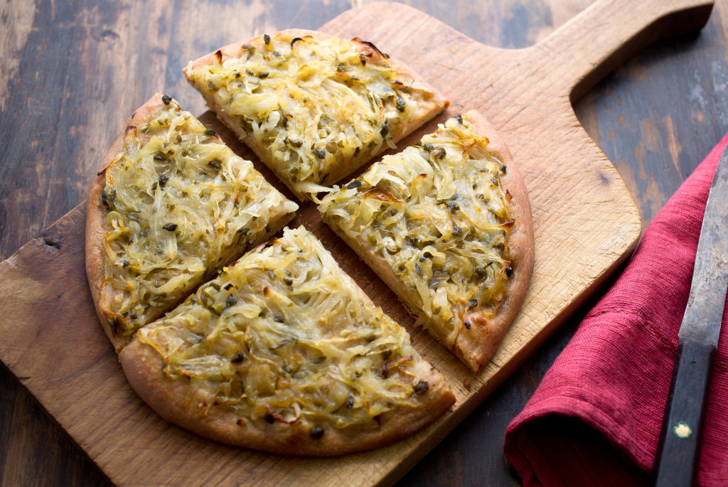 Focaccia With Sweet Onion and Caper Topping