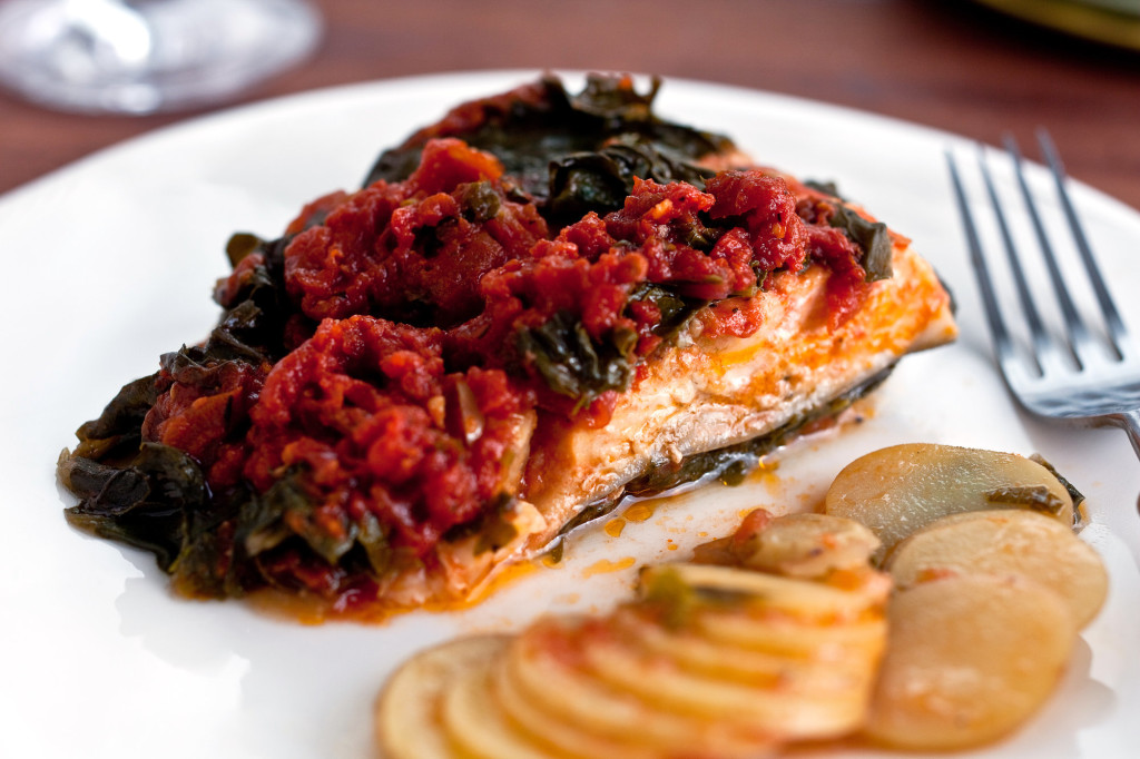 Halibut, Chard and Potato Casserole