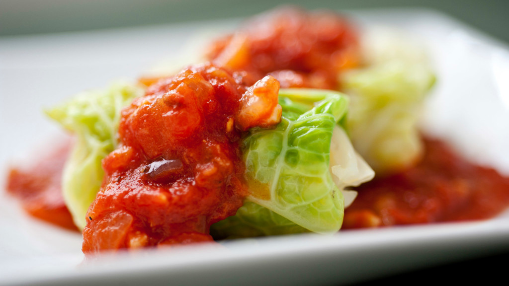 Lamb and Rice Stuffed Cabbage With Tomato Sauce