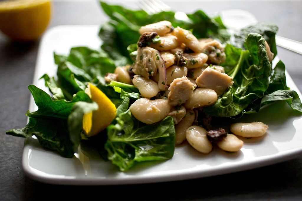 Large White Bean, Tuna and Spinach Salad