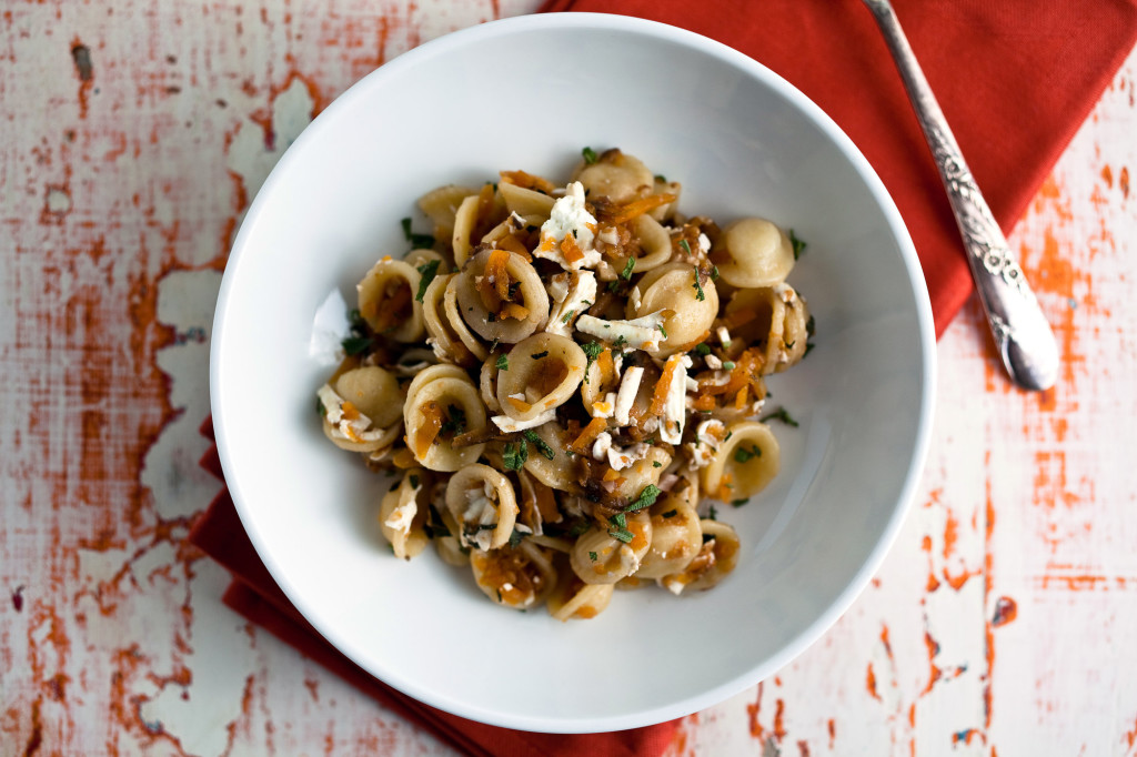 Orecchiette With Grated Squash, Walnuts and Ricotta Salata