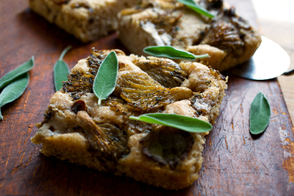 Potato Focaccia with Oyster Mushrooms