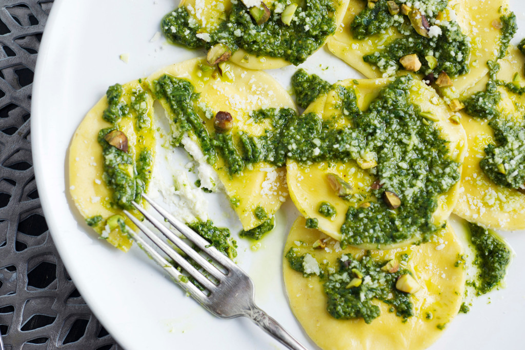 Ravioli alla Burrata With Pistachio Pesto
