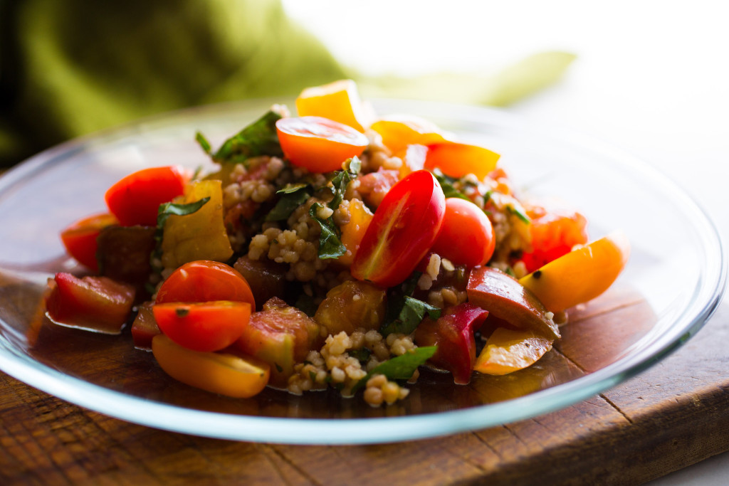 Raw and Cooked Tomato and Herb Salad With Couscous