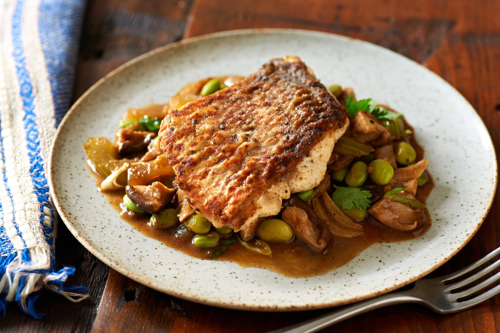 Seared Fish With Asian Mushroom Ragout