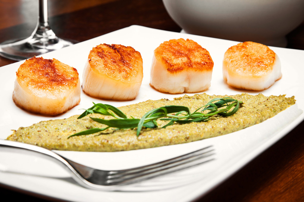 Seared Sea Scallops With Pistachio Dressing
