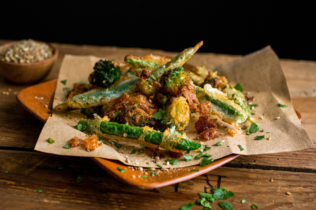 Spiced Green Beans and Baby Broccoli Tempura