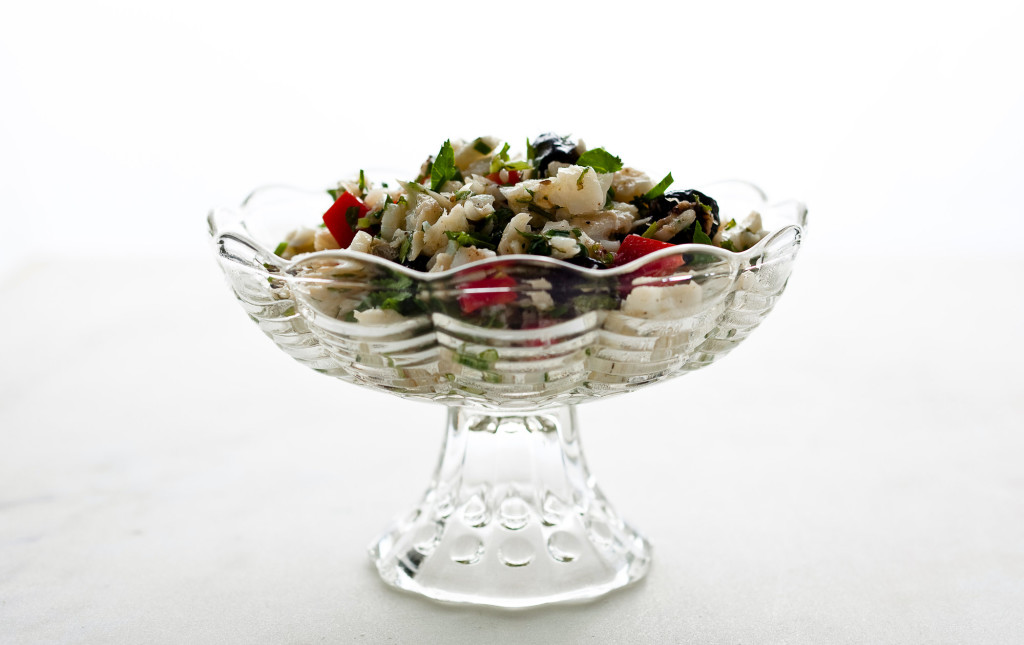 Steamed Cod or Sea Bass Salad With Red Peppers, Cilantro and Mint