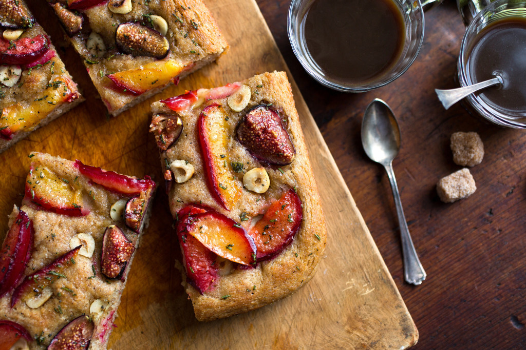 Sweet Focaccia with Figs, Plums, and Hazelnuts
