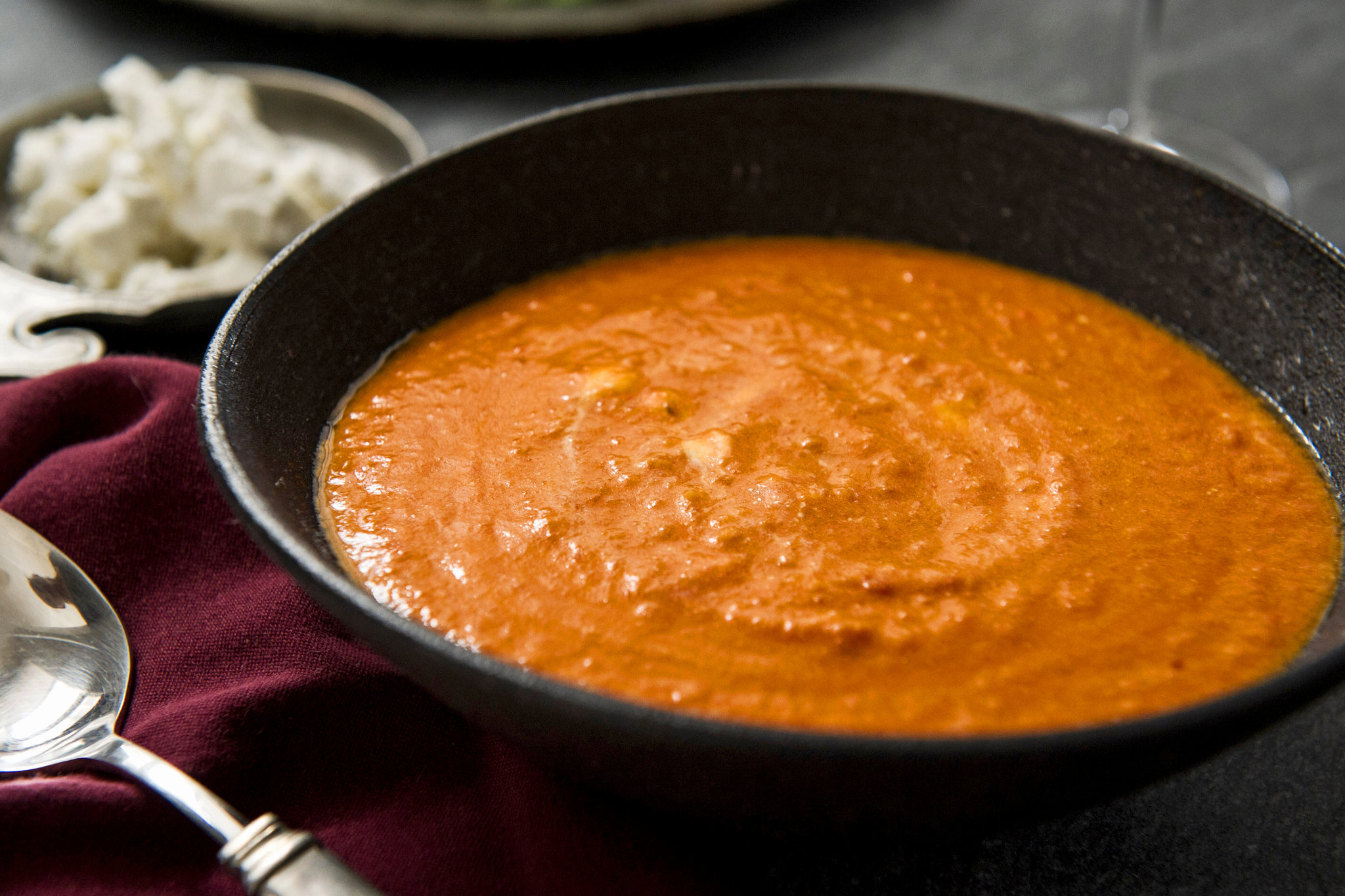 tomato bisque with fresh goat cheese