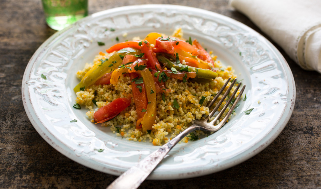 Tunisian Grilled Peppers and Tomatoes with Couscous