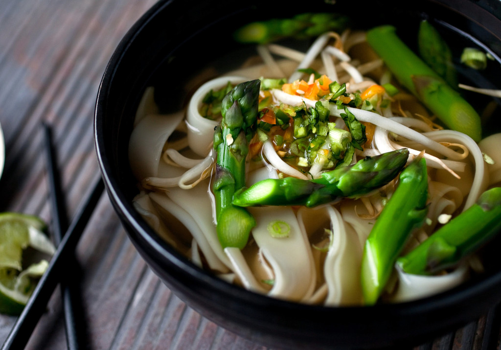 Vegetarian Pho With Asparagus and Noodles