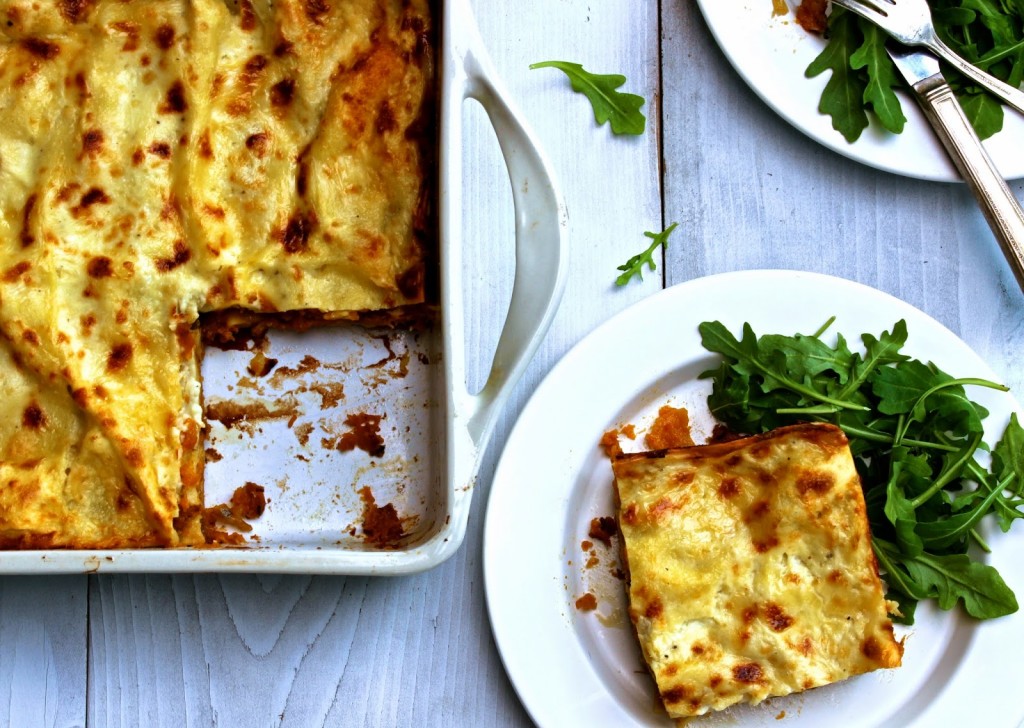 Roasted butternut squash lasagna