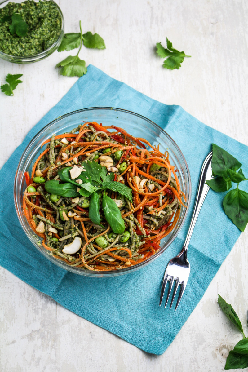 Clean Eating Soba Noodles with Asian Pesto Dining and Cooking